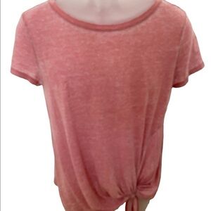 CASLON Pink White Speckled Sheer Tie Tee Shirt Women Small